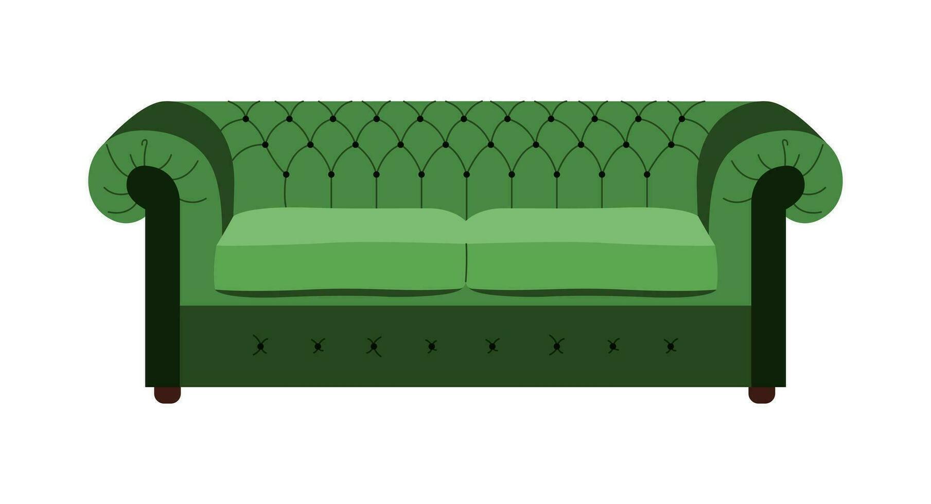 confortevole divano con tappezzeria. moderno mobilia per accogliente casa interno design. piatto vettore illustrazione.