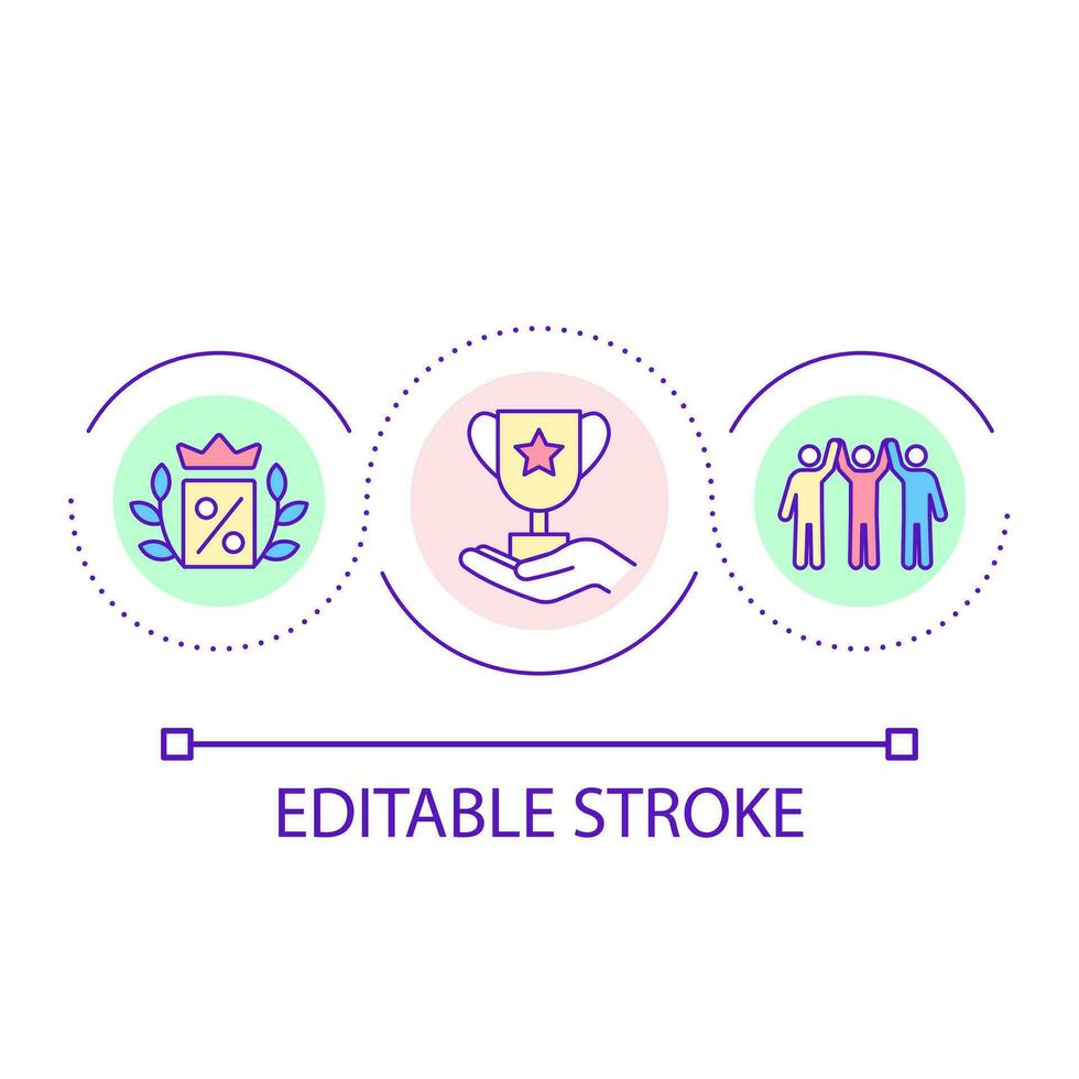 vincere concorrenza ciclo continuo concetto icona. ricevere premio. campione ricompensa. riconoscimento. motivazione sistema astratto idea magro linea illustrazione. isolato schema disegno. modificabile ictus vettore