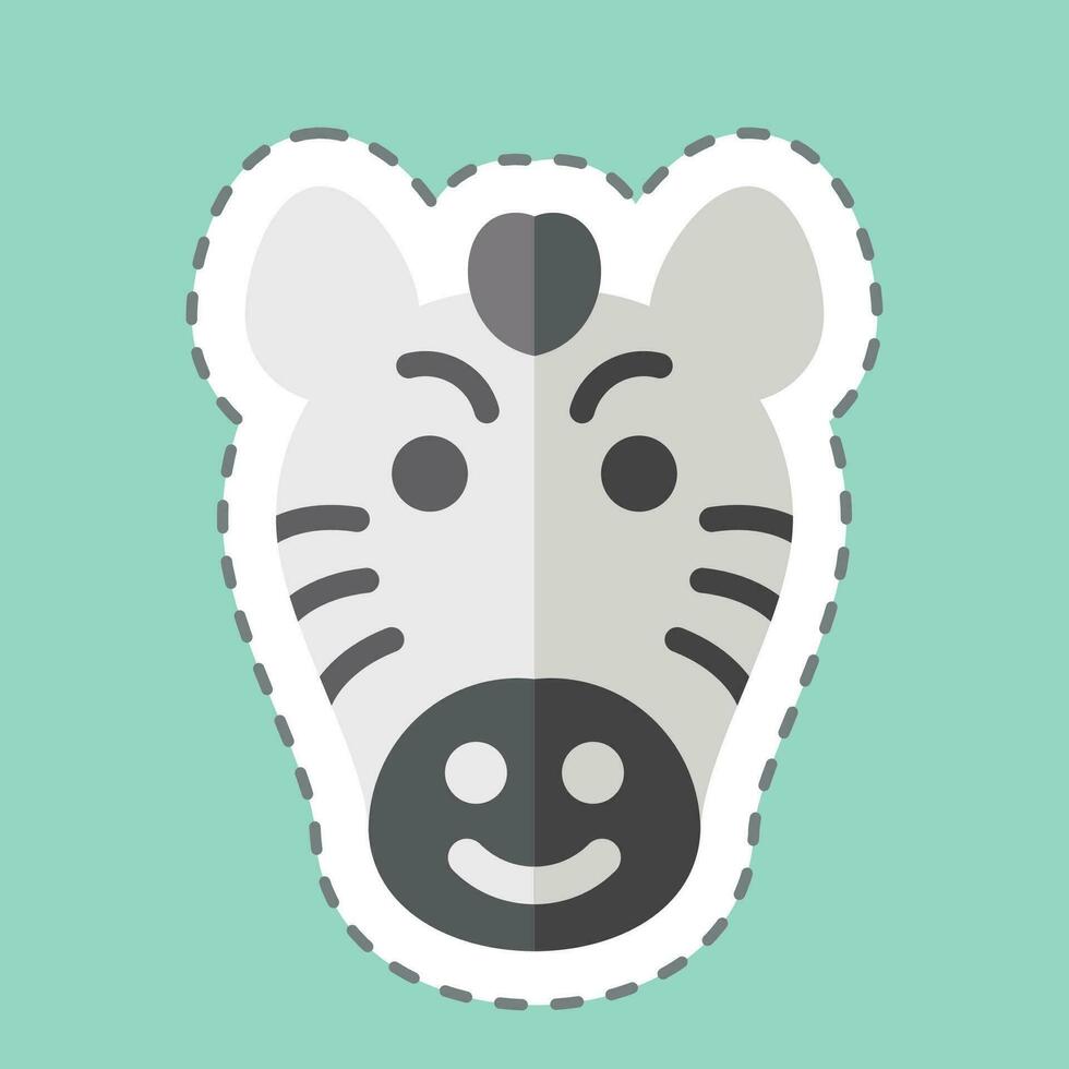 etichetta linea tagliare zebra. relazionato per animale simbolo. semplice design modificabile. semplice illustrazione vettore