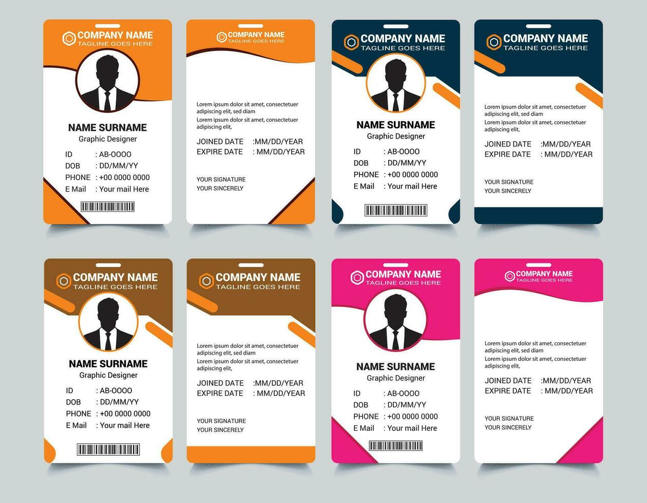 id carta design fascio, semplice attività commerciale id carta design modello, scuola e dipendente id carta design modello, unico, aziendale, astratto professionale id carta design modelli per dipendente e altri, vettore