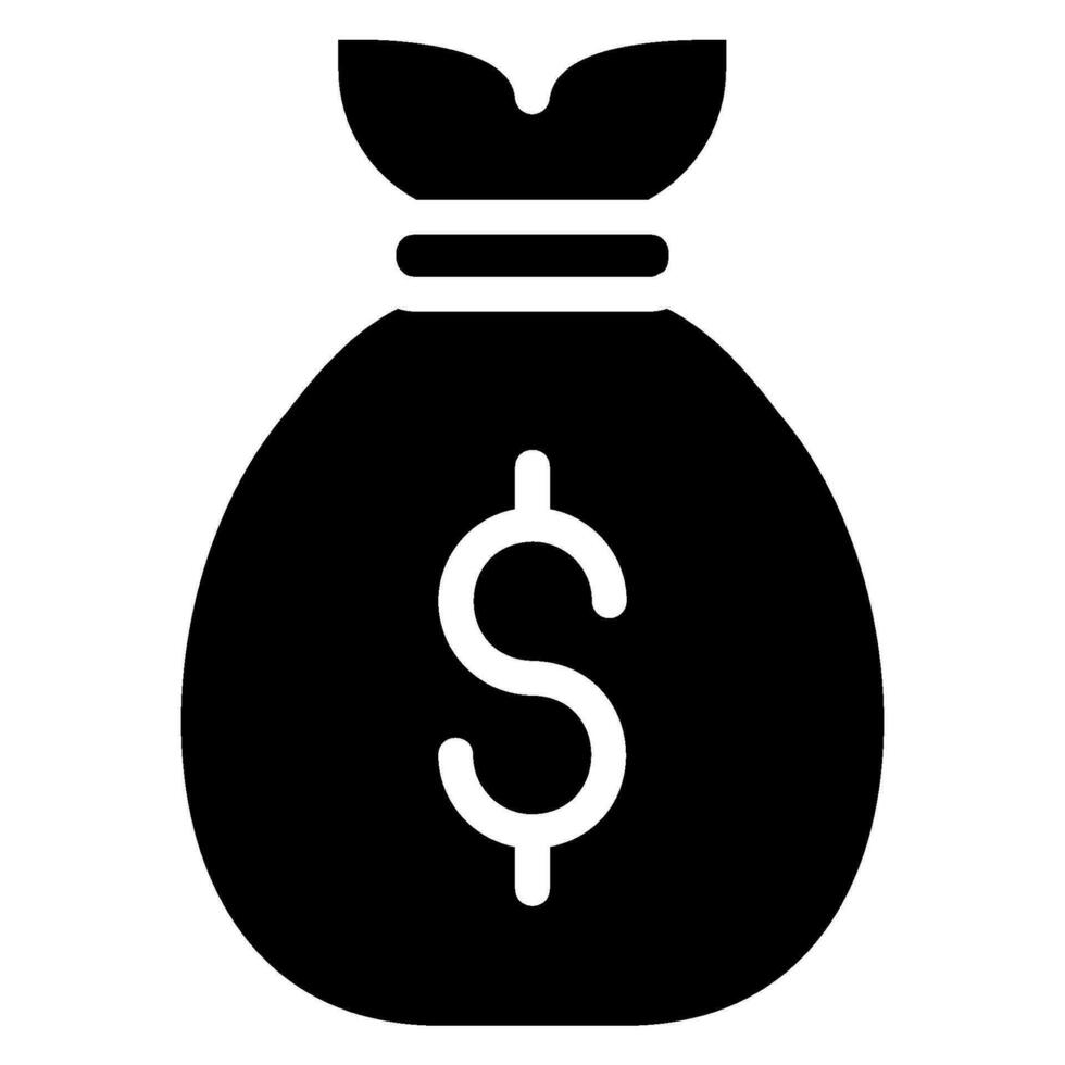 icona del glifo della borsa dei soldi vettore