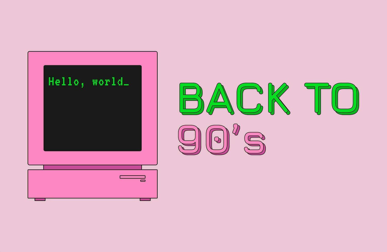 retrò computer nel retrowave stile. anni 2000 stile tecnologia. nostalgia elettronico dispositivo vettore illustrazione