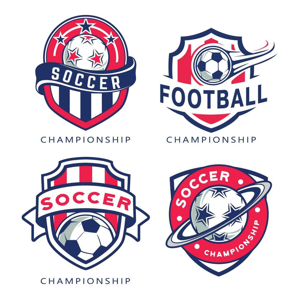 impostato di calcio logo modello. calcio logo emblema. vettore
