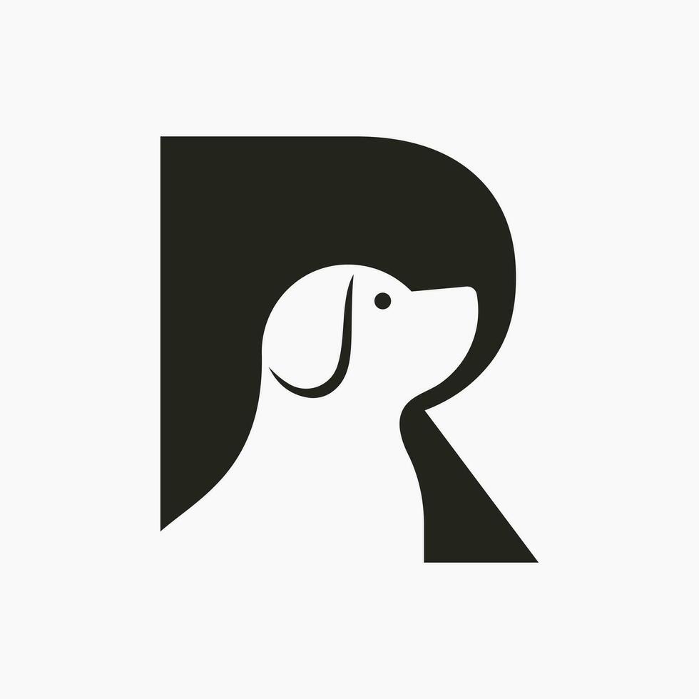 lettera r animale domestico logo design. cane logo simbolo vettore modello. cane su alfabeto