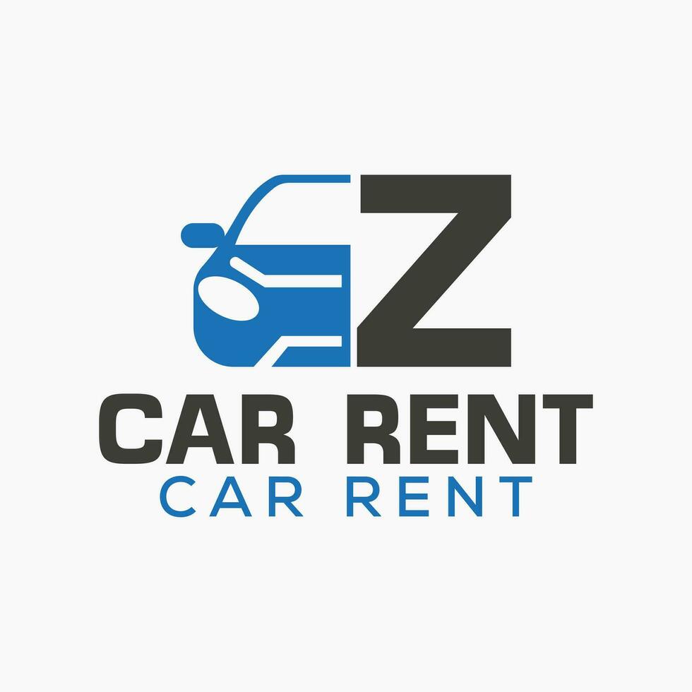 lettera z affitto auto logo design modello. settore automobilistico auto logo simbolo vettore