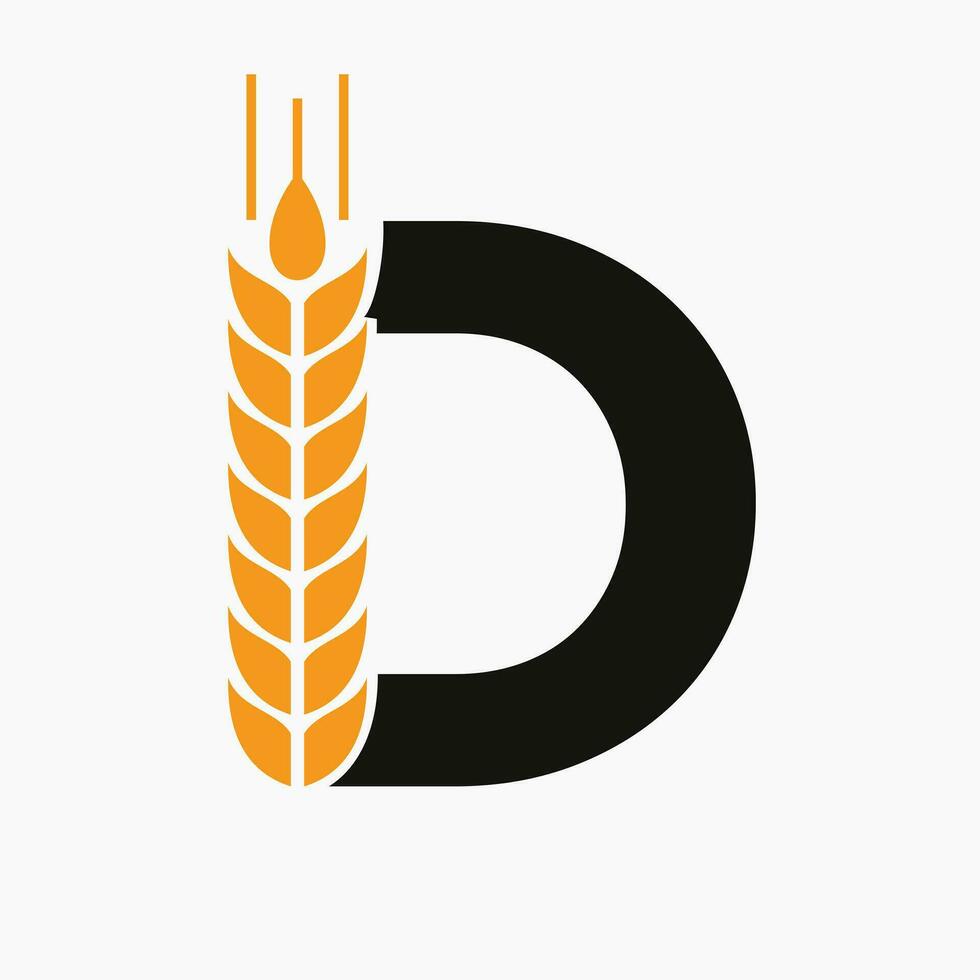 lettera d Grano logo per agricoltura simbolo vettore modello