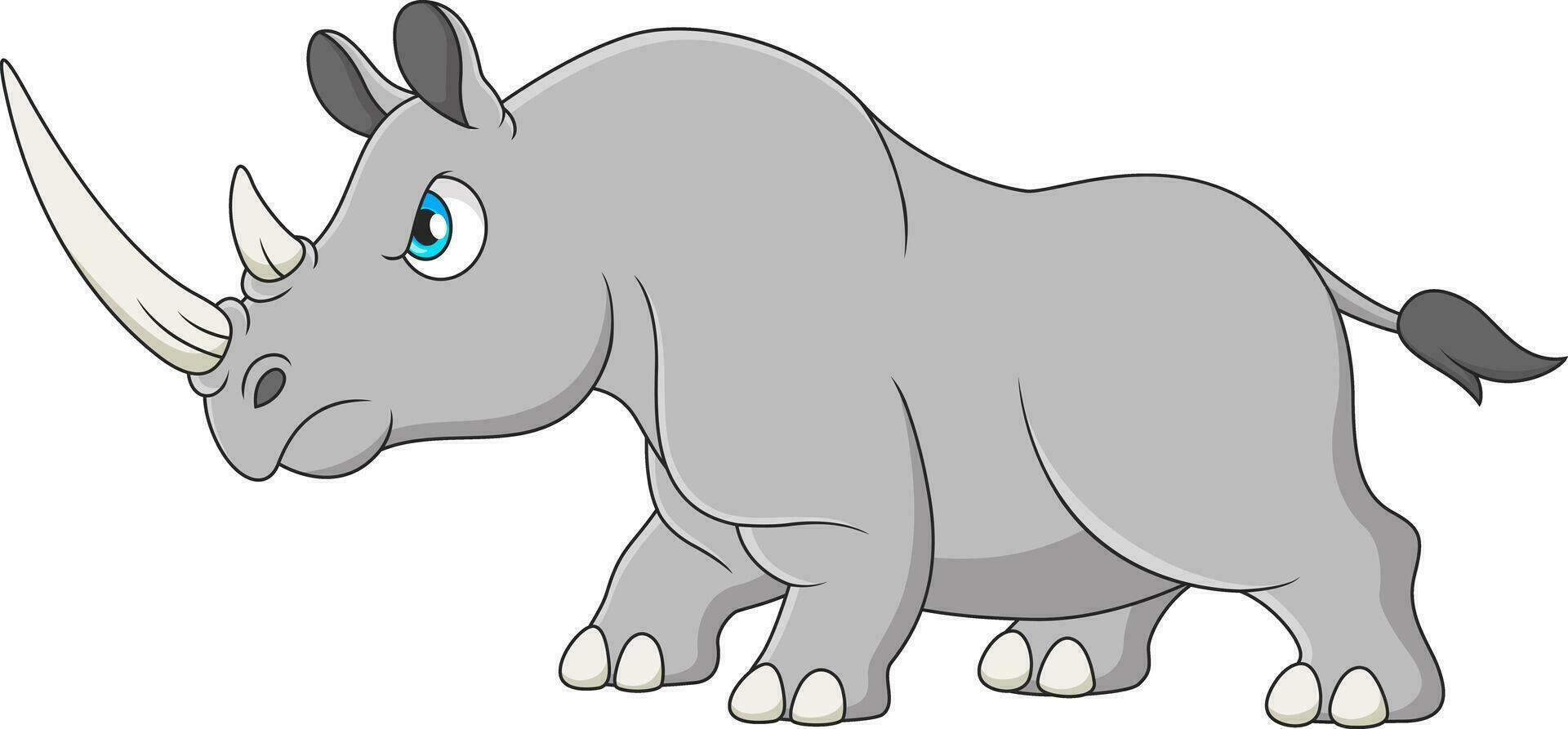 arrabbiato rinoceronte portafortuna cartone animato illustrazione vettore