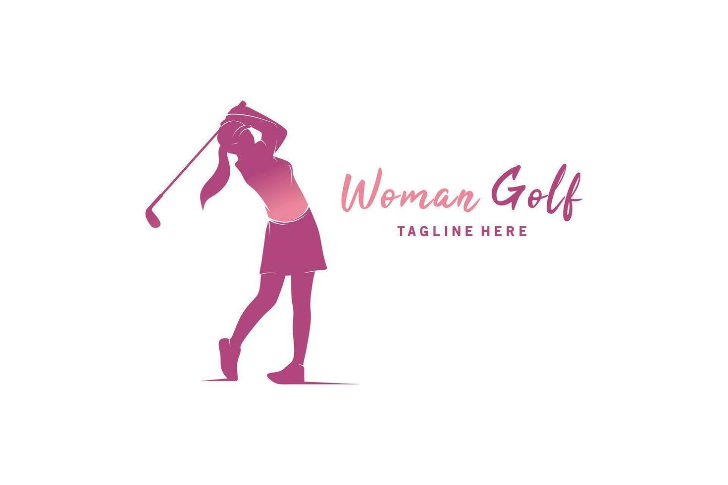 bellissimo donna golf sport logo disegno, silhouette vettore illustrazione di donna giocando golf