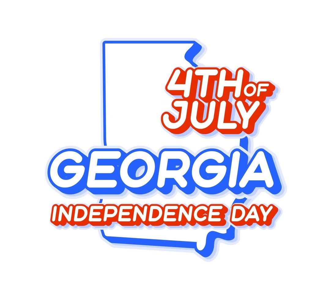 stato della georgia 4 luglio giorno dell'indipendenza con mappa e colore nazionale usa 3d forma di illustrazione vettoriale dello stato degli stati uniti