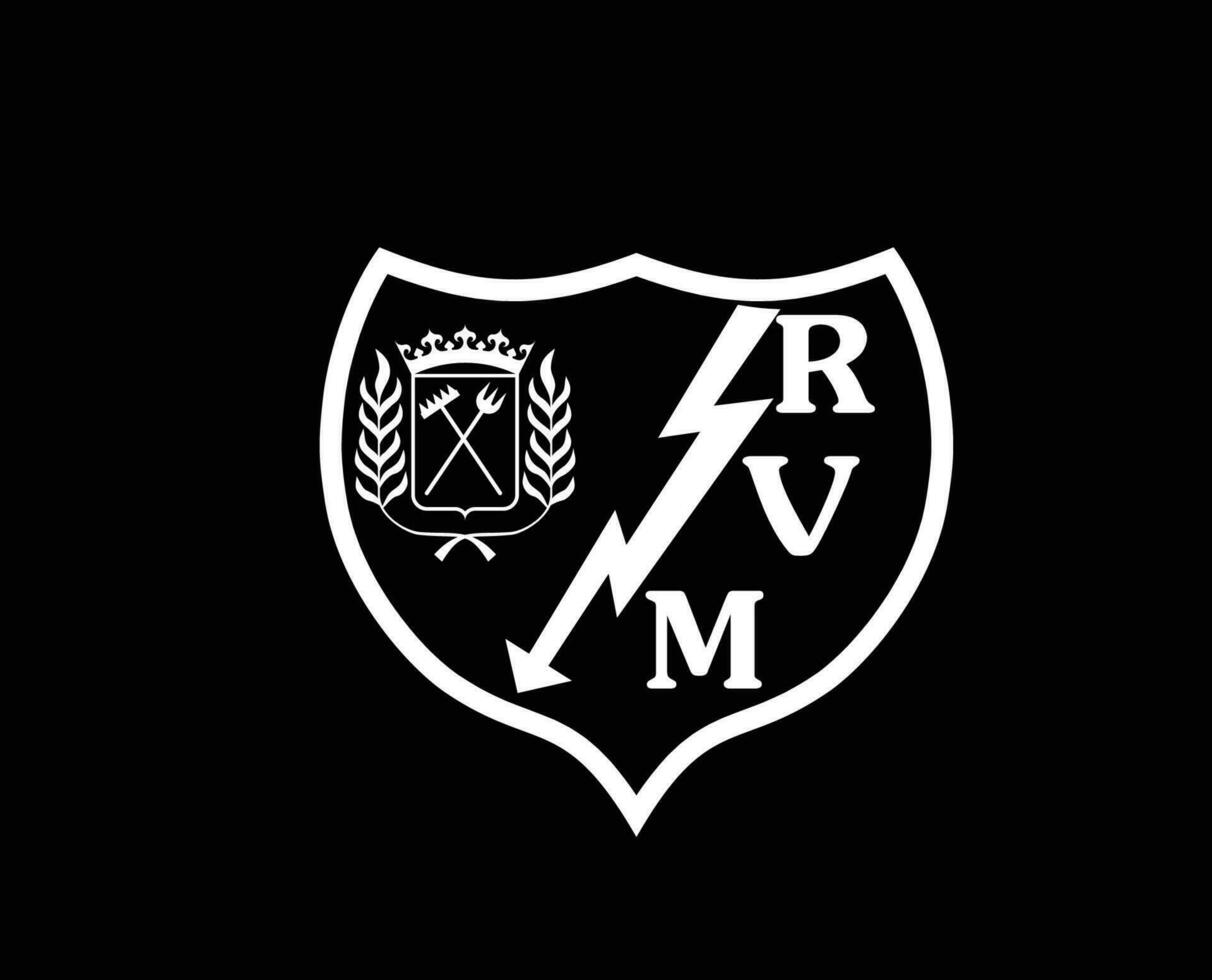 Rayo vallecano club simbolo logo bianca la liga Spagna calcio astratto design vettore illustrazione con nero sfondo