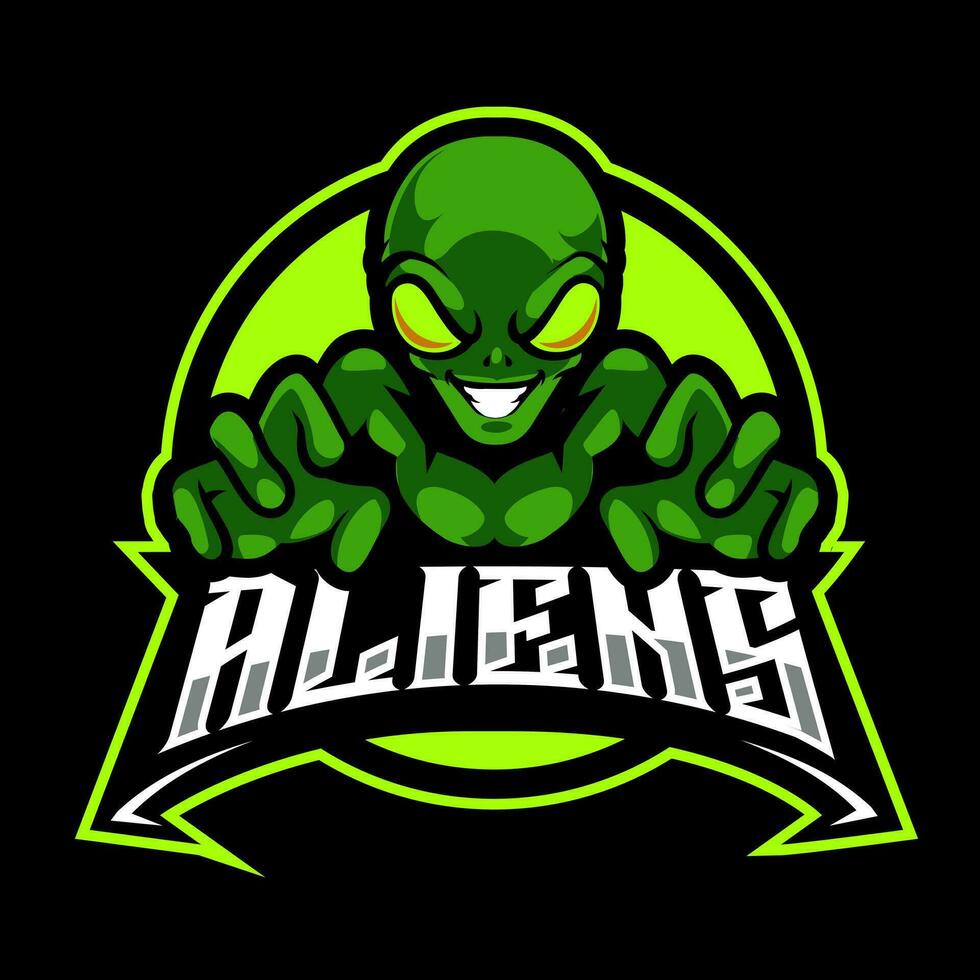 alieno e-sport logo design vettore