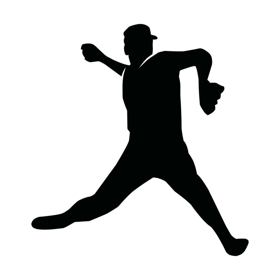 baseball giocatore silhouette vettore. nero e bianca vettore