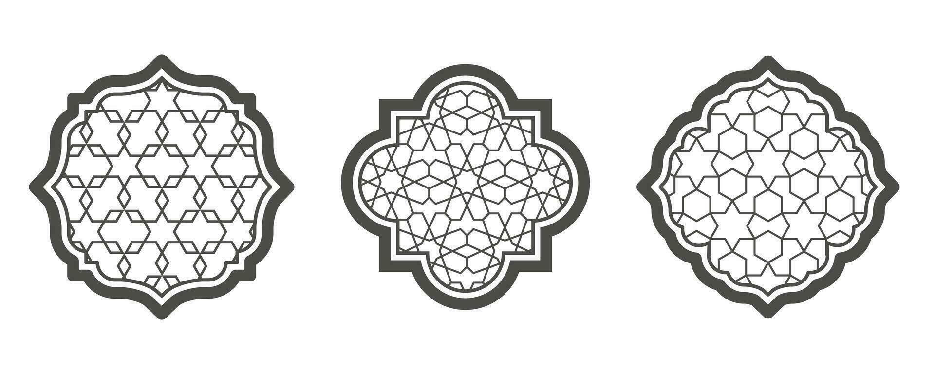 Ramadan finestra con modello. Arabo architettura vettore forma nel moschea. arabesco arco telaio con ornamento.