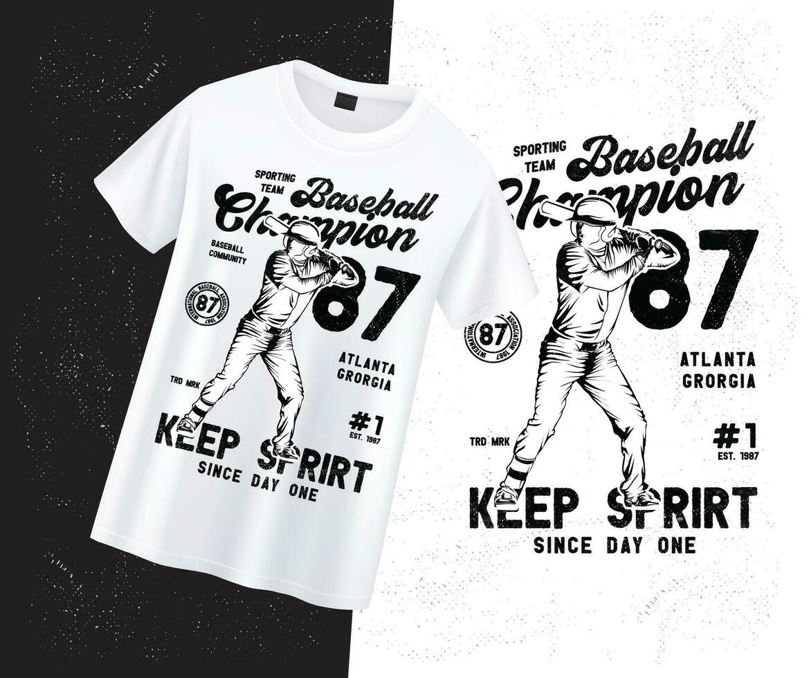 baseball campione mantenere spirito , Vintage ▾ baseball campione maglietta design vettore