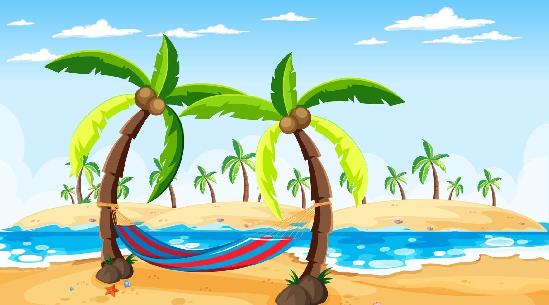 scena di paesaggio spiaggia tropicale durante il giorno vettore