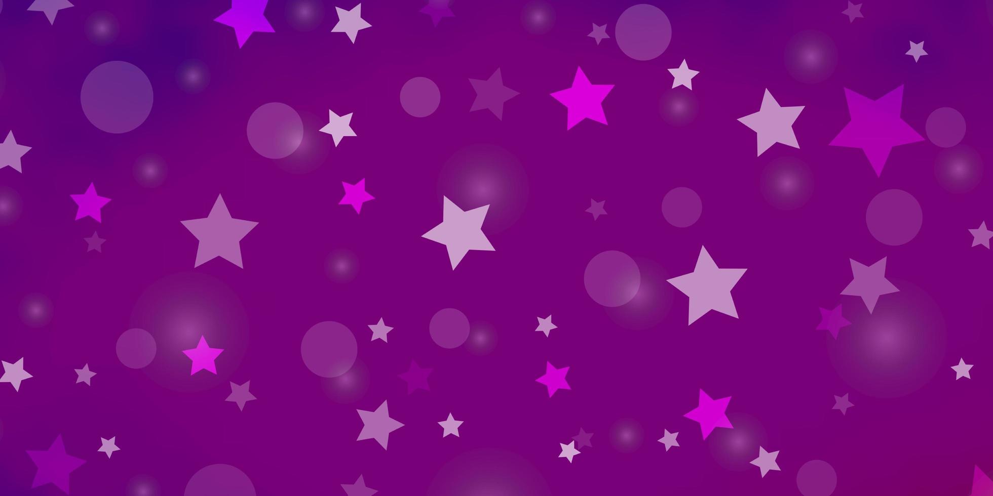 sfondo vettoriale rosa viola chiaro con cerchi illustrazione di stelle con set di sfere colorate astratte motivo a stelle per sfondi in tessuto alla moda