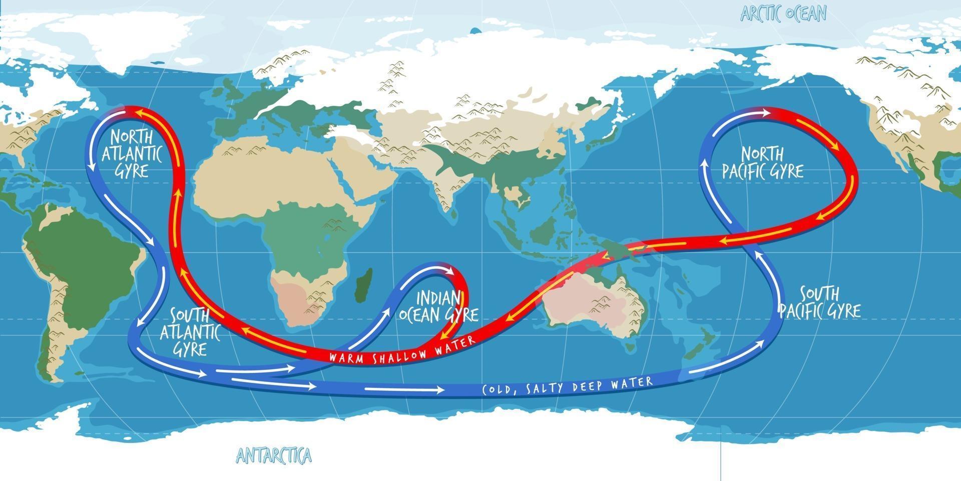 la mappa del mondo attuale dell'oceano con i nomi vettore