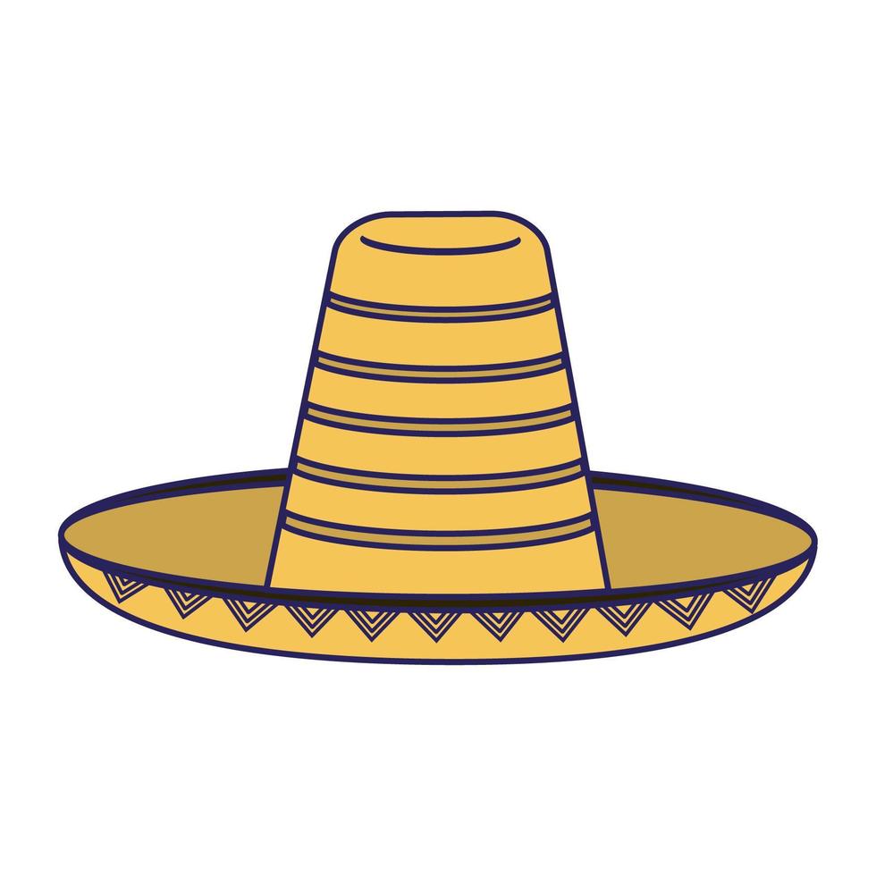 cappello messicano sombrero isolato vettore