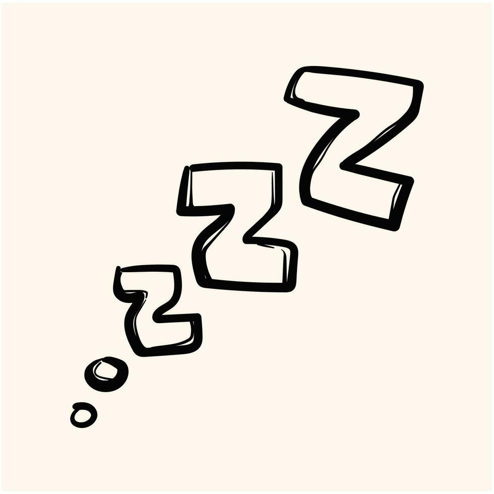 dormire zzzz scarabocchio simbolo impostare. assonnato sognare icona. scarabocchio comico schizzo stile vettore illustrazione.
