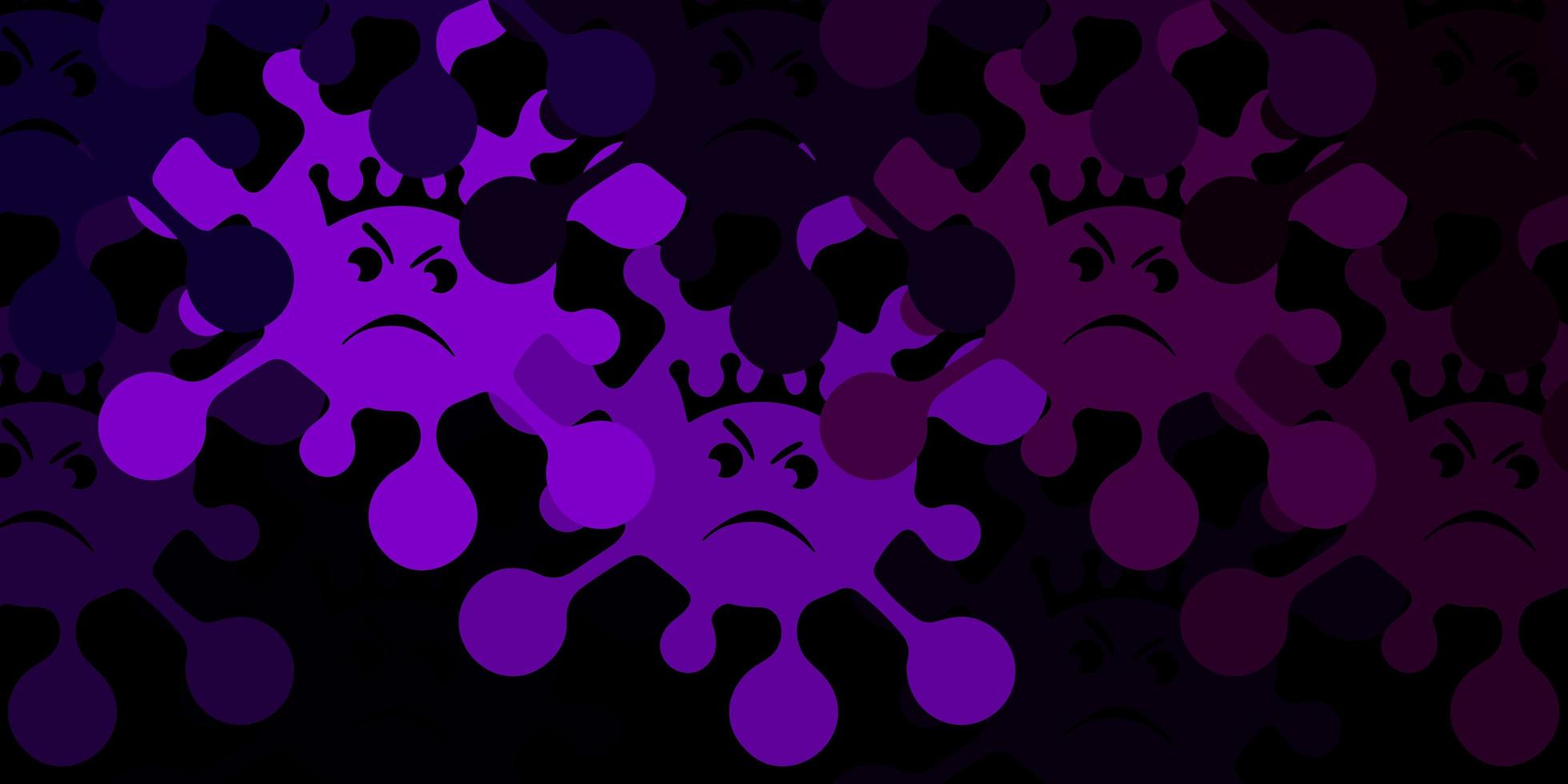 sfondo vettoriale viola scuro con simboli di virus
