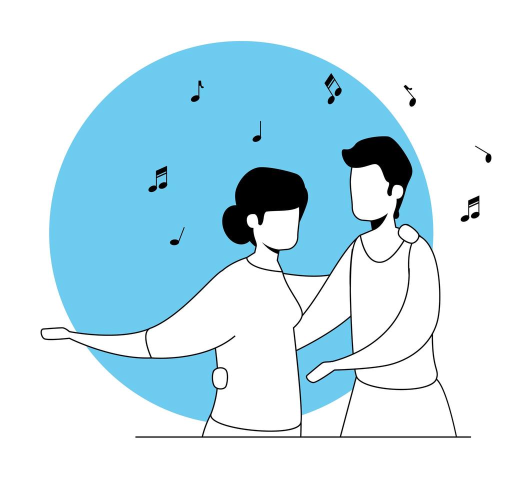 giovane coppia danzante avatar personaggio icona vettore