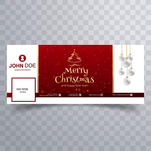 Merry christmas card con modello di banner copertina di facebook vettore