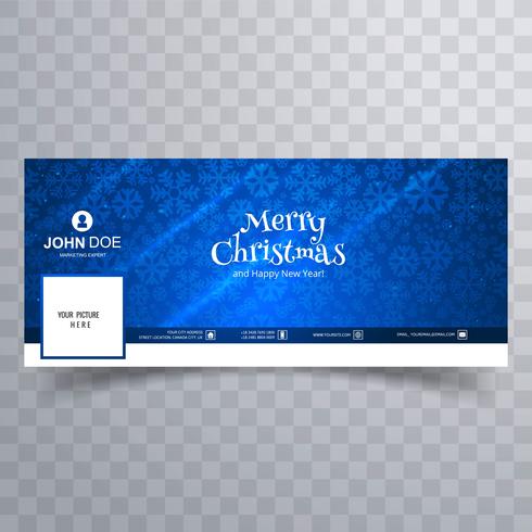 Merry christmas card con modello di banner copertina di facebook vettore