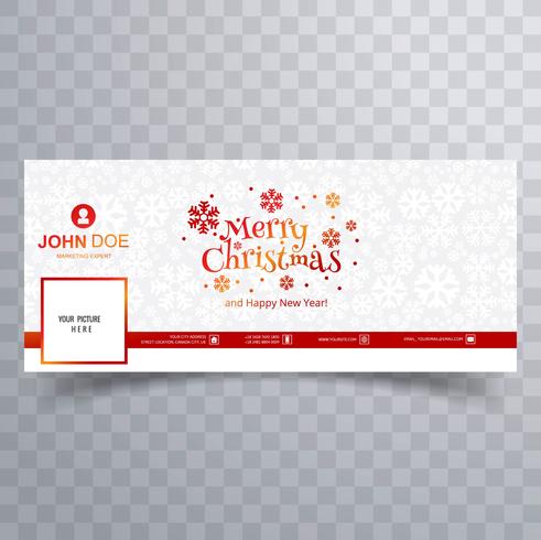 Merry christmas card con modello di banner copertina di facebook vettore