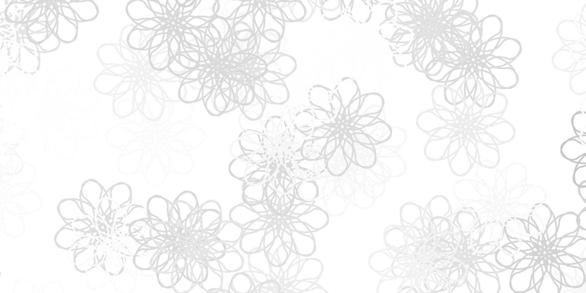 sfondo di doodle vettoriale grigio chiaro con fiori