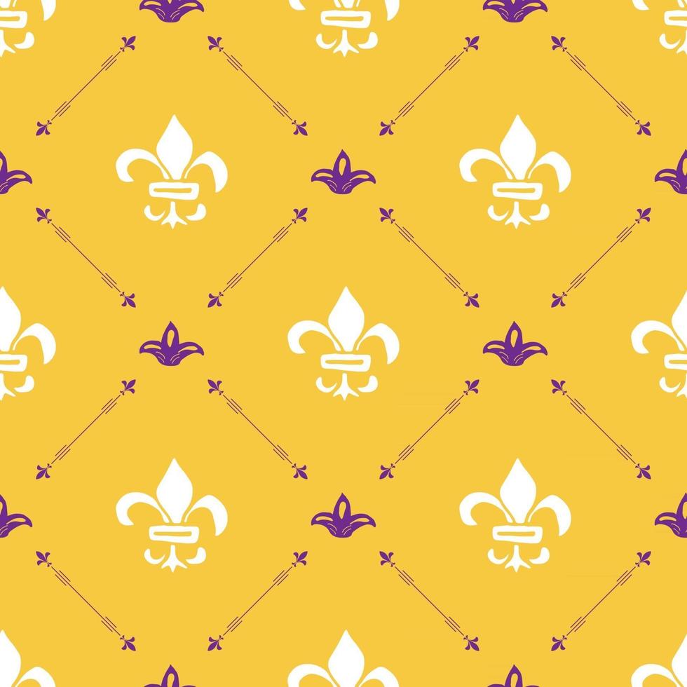 Mardi Gras seamless pattern illustrazione vettoriale. elementi di vacanza doodle abbozzato disegnato a mano e simboli reali, illustrazione vettoriale