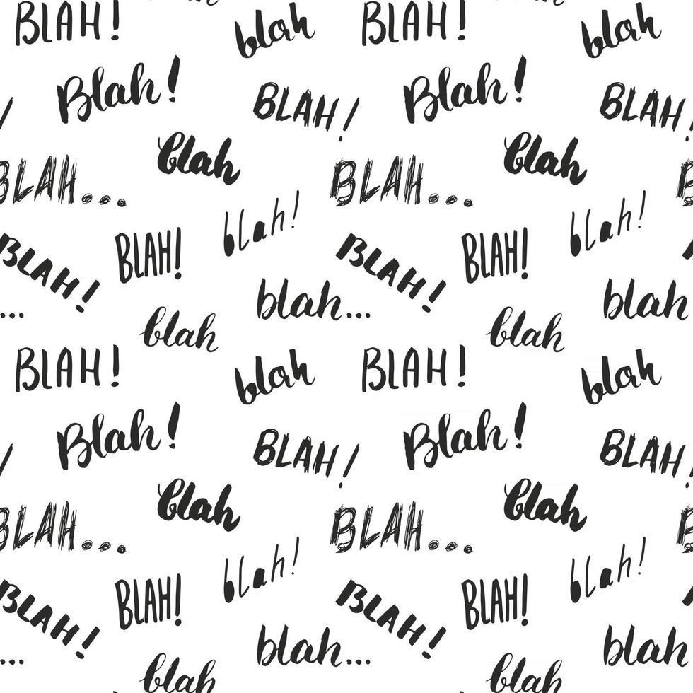 blah, blah parole scritte a mano seamless pattern illustrazione vettoriale sfondo