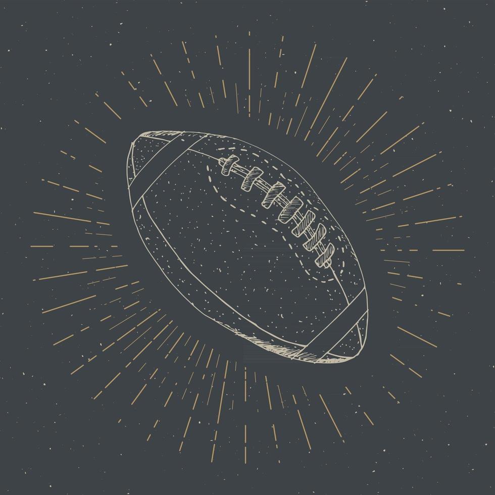 calcio, etichetta vintage pallone da rugby, schizzo disegnato a mano, distintivo retrò con texture grunge, stampa t-shirt design tipografico, illustrazione vettoriale