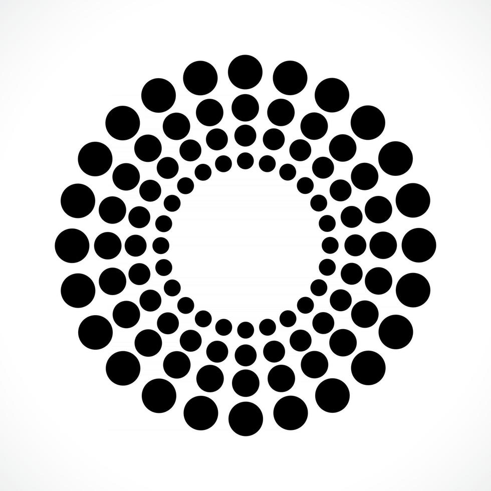 nero astratto vettore cerchio cornice mezzitoni punti logo design emblema. Round bordo icona utilizzando cerchio puntini texture.vector illustrazione eps 10