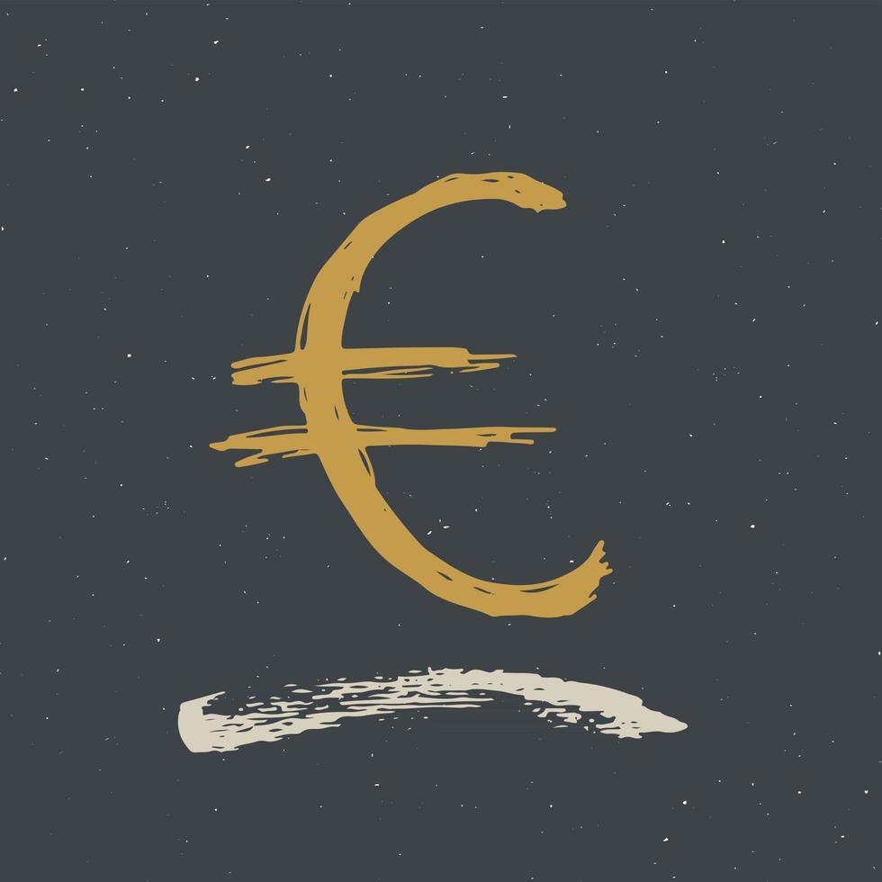 simbolo dell'euro icona pennello lettering, simboli calligrafici grunge, illustrazione vettoriale isolato su sfondo bianco