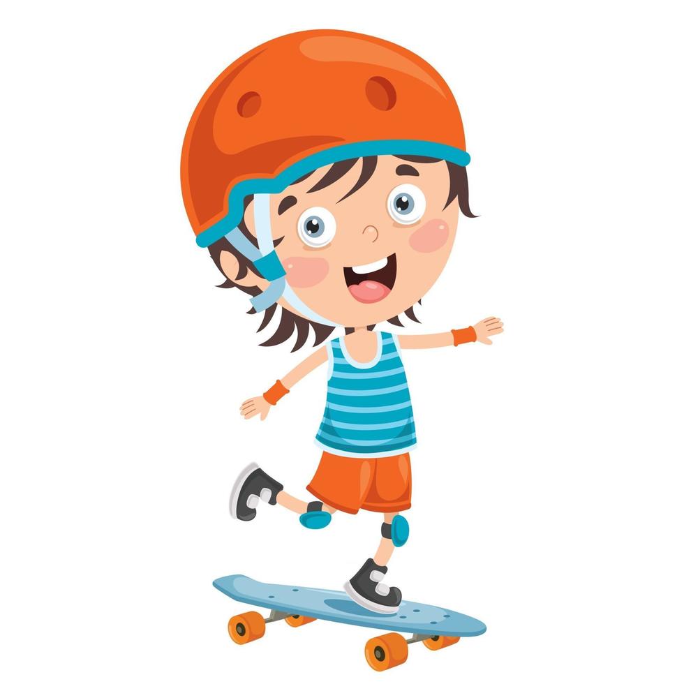 bambini felici che fanno skateboard fuori vettore