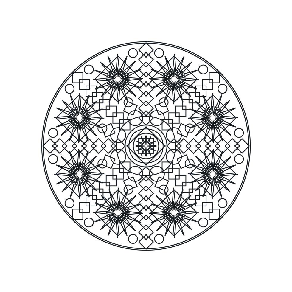 illustrazione vettoriale di linea sottile mandala geometrica monocromatica