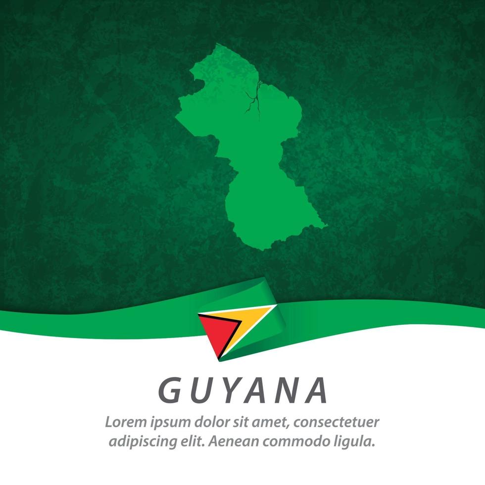 bandiera della Guyana con mappa vettore