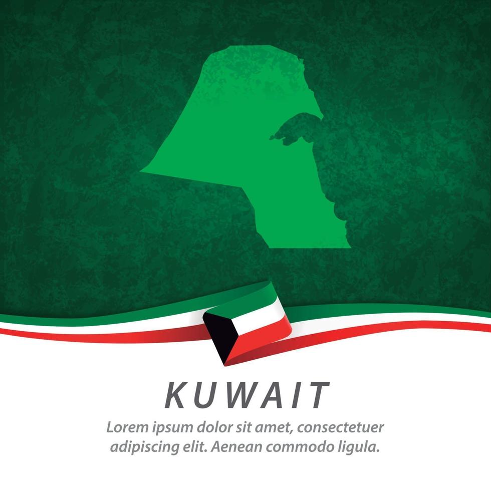 bandiera del kuwait con mappa vettore