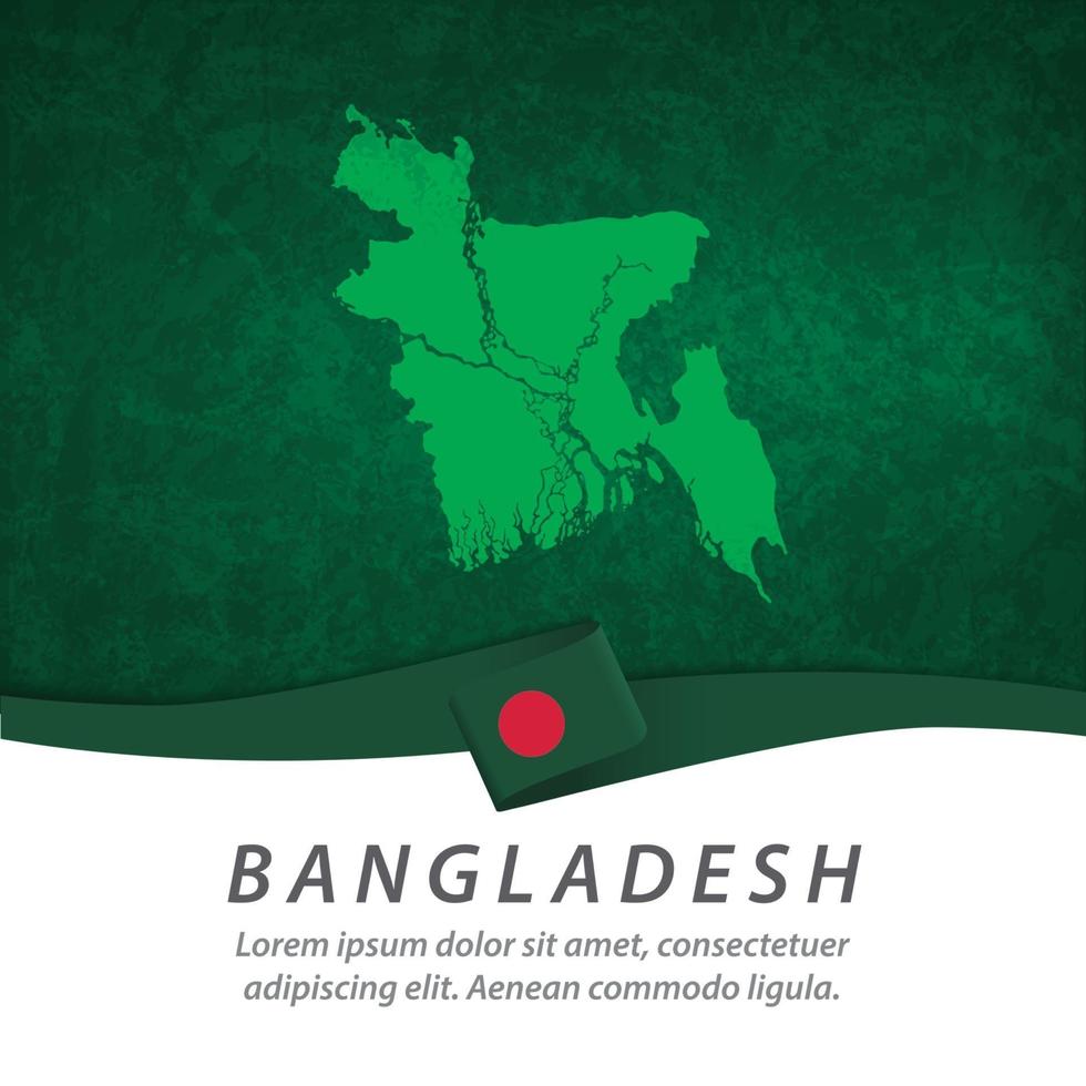 bandiera del Bangladesh con mappa vettore