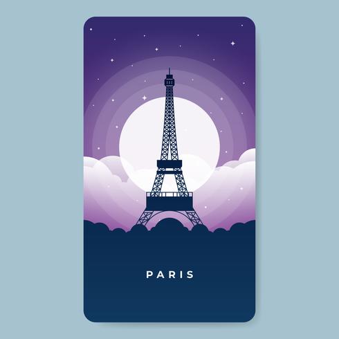 Torre di Eifel a Parigi alla notte in pieno dell'illustrazione della stella vettore