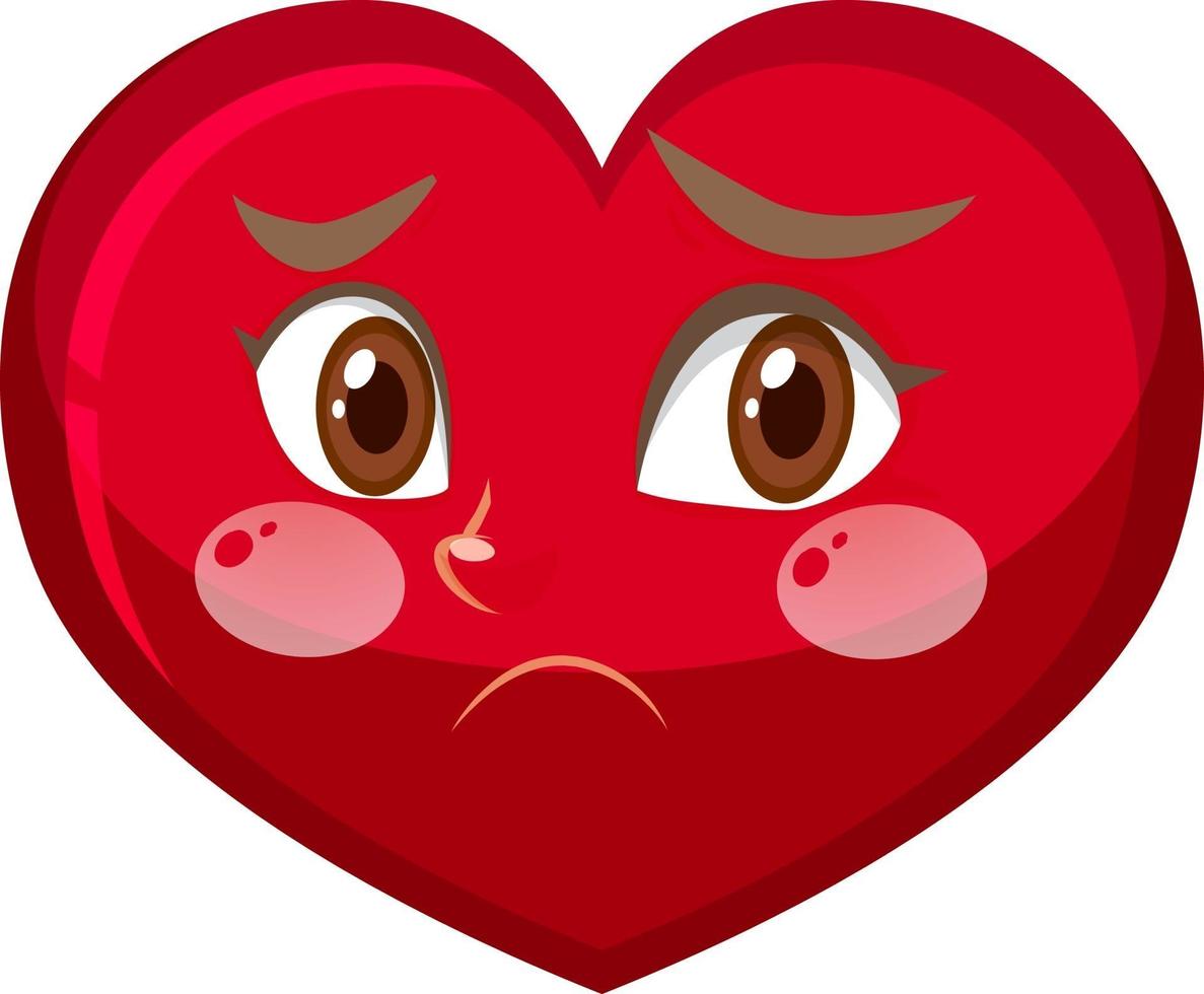 personaggio dei cartoni animati di cuore con espressione facciale vettore