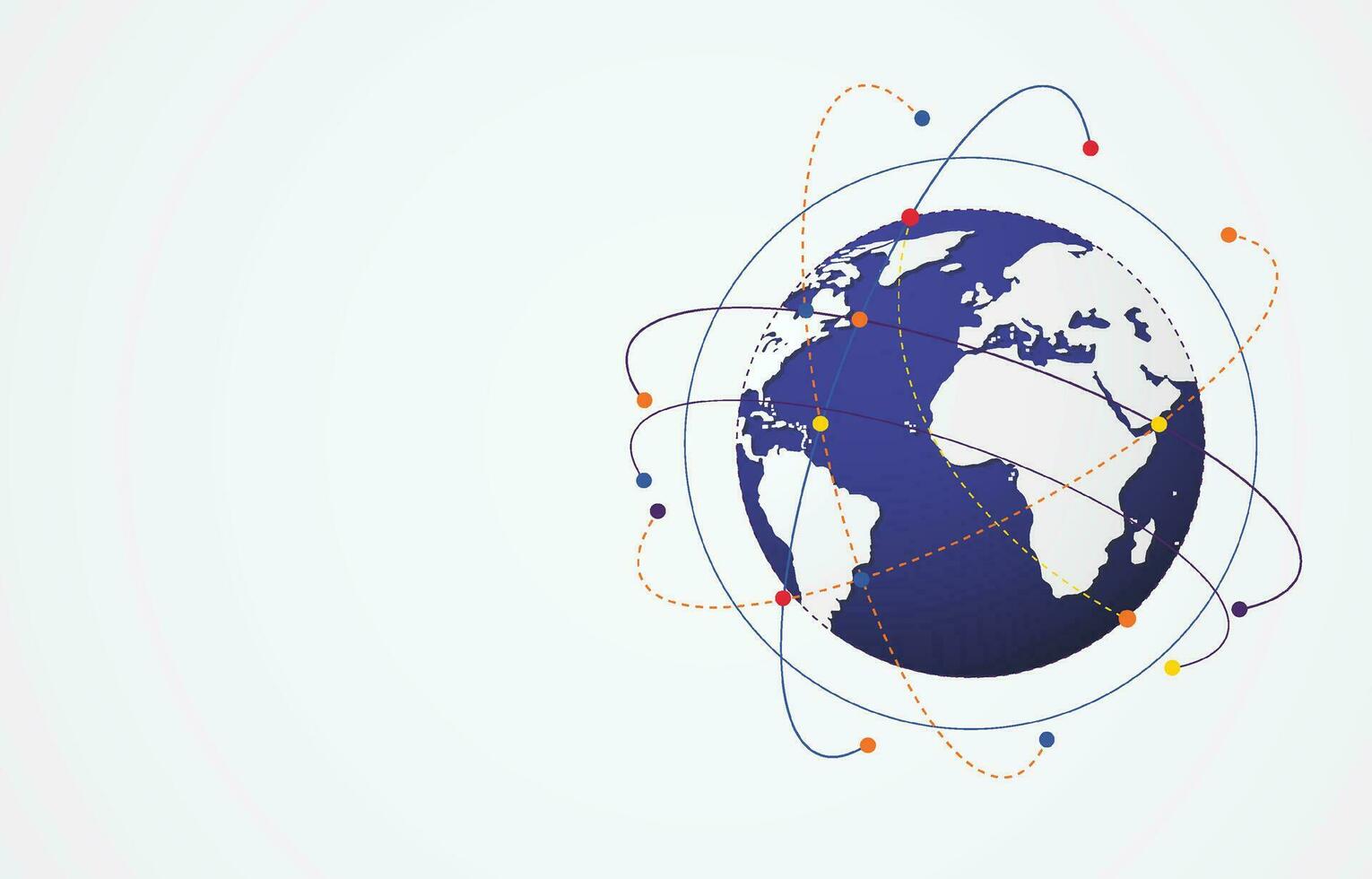 connessione di rete globale. punto della mappa del mondo e concetto di composizione della linea del business globale. illustrazione vettoriale