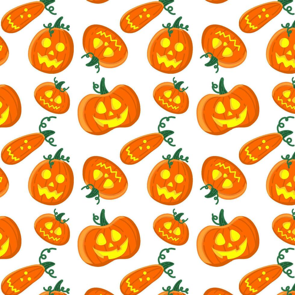 sfondo per tessili, decorativo elemento per il autunno Festival, Halloween festa. autunno zucca modello con le foglie e funghi, divertimento Halloween. vettore