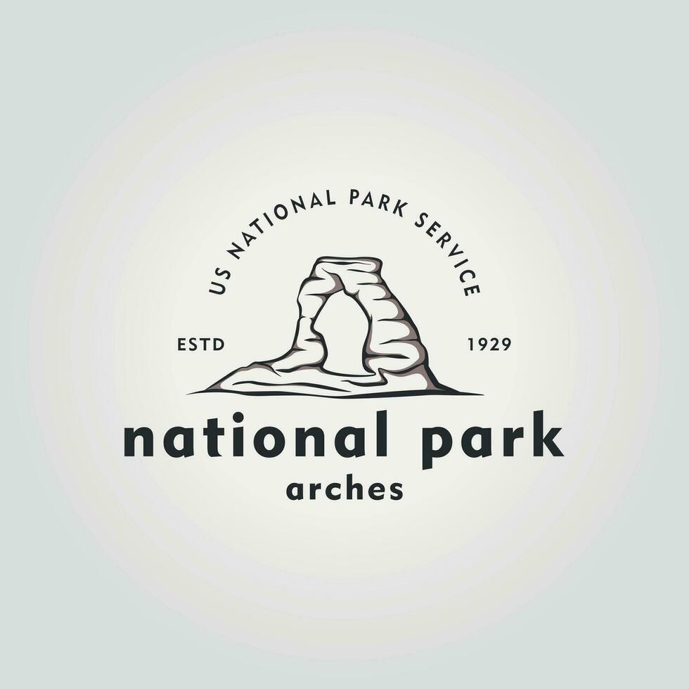 semplice archi nazionale parco logo linea arte disegno, illustrazione vettore di americano arenaria nazionale parco