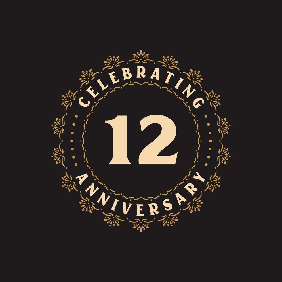 Celebrazione del 12° anniversario, biglietto di auguri per il 12° anniversario vettore