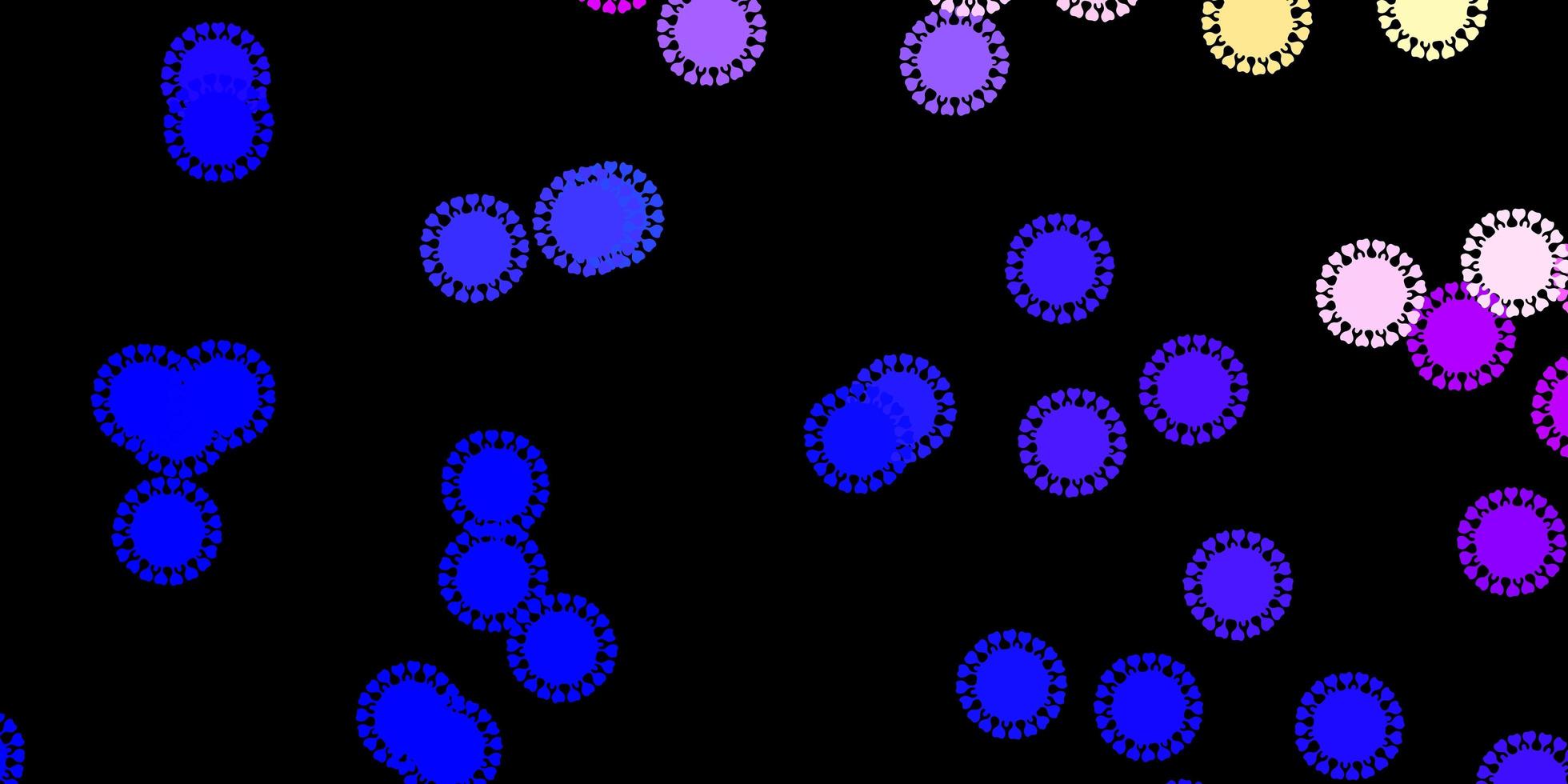 modello vettoriale blu rosa scuro con elementi di coronavirus