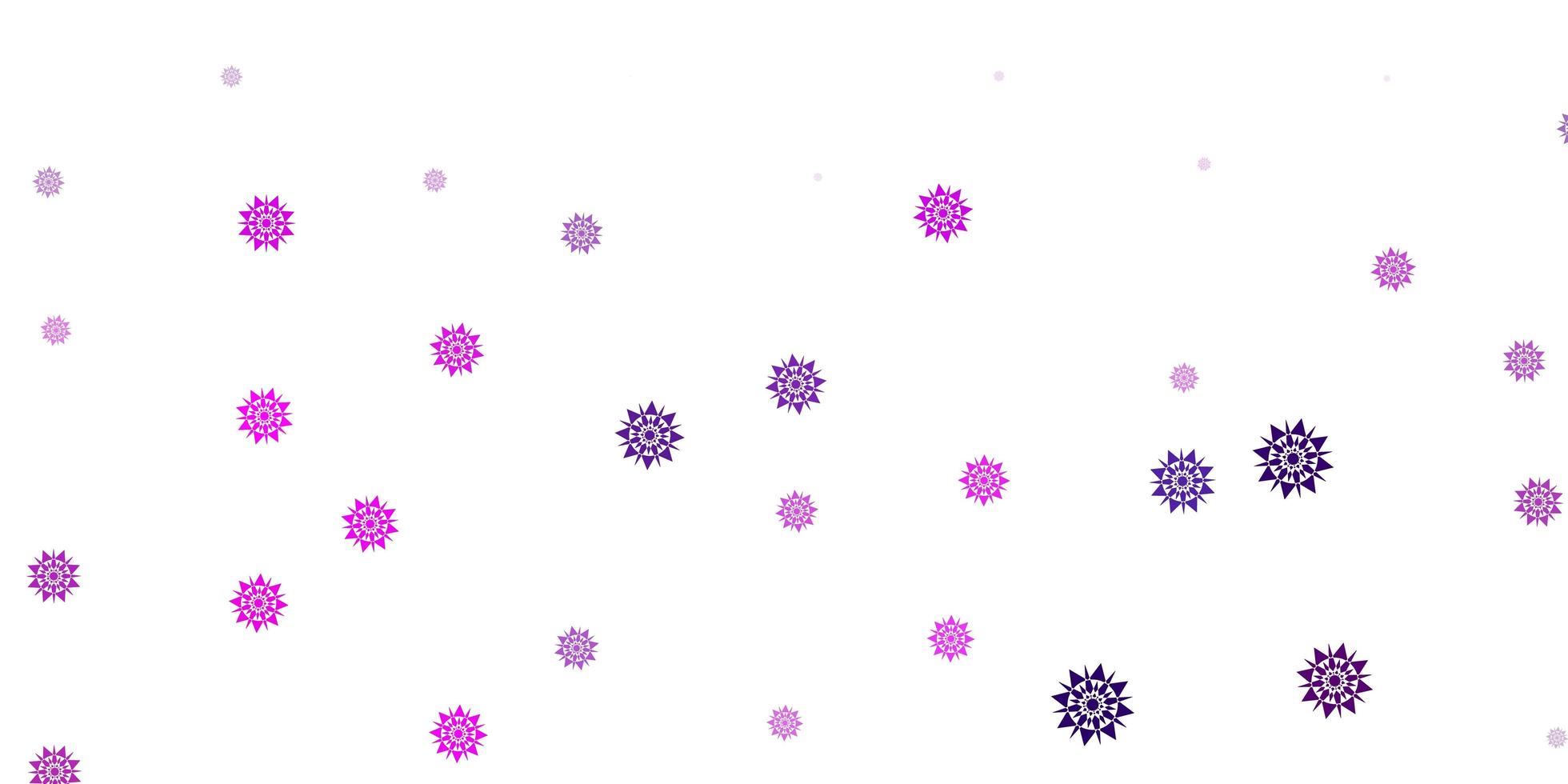 layout vettoriale rosa viola chiaro con bellissimi fiocchi di neve
