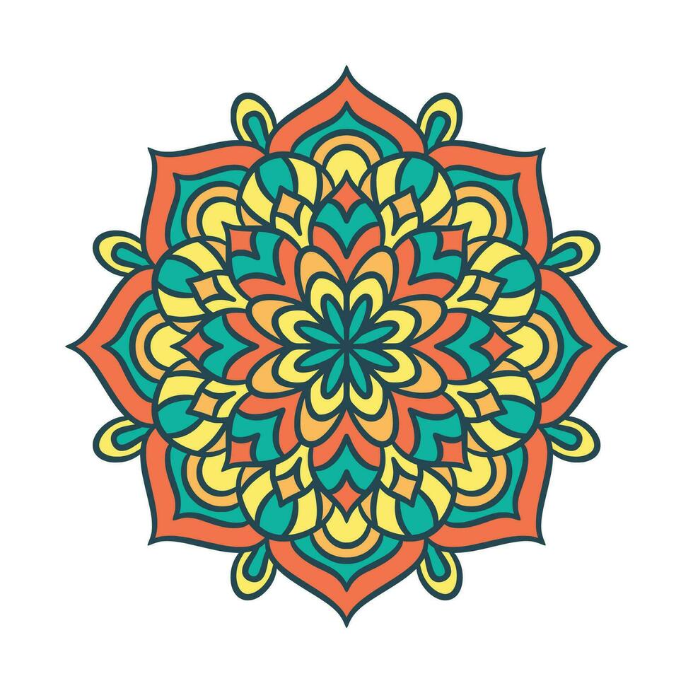 mandala etnico ornamento rotondo con colorato vettore