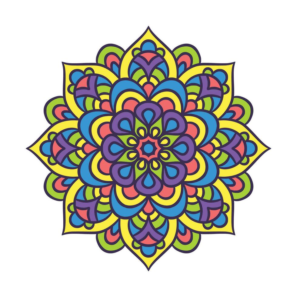 mandala etnico ornamento rotondo con colorato vettore