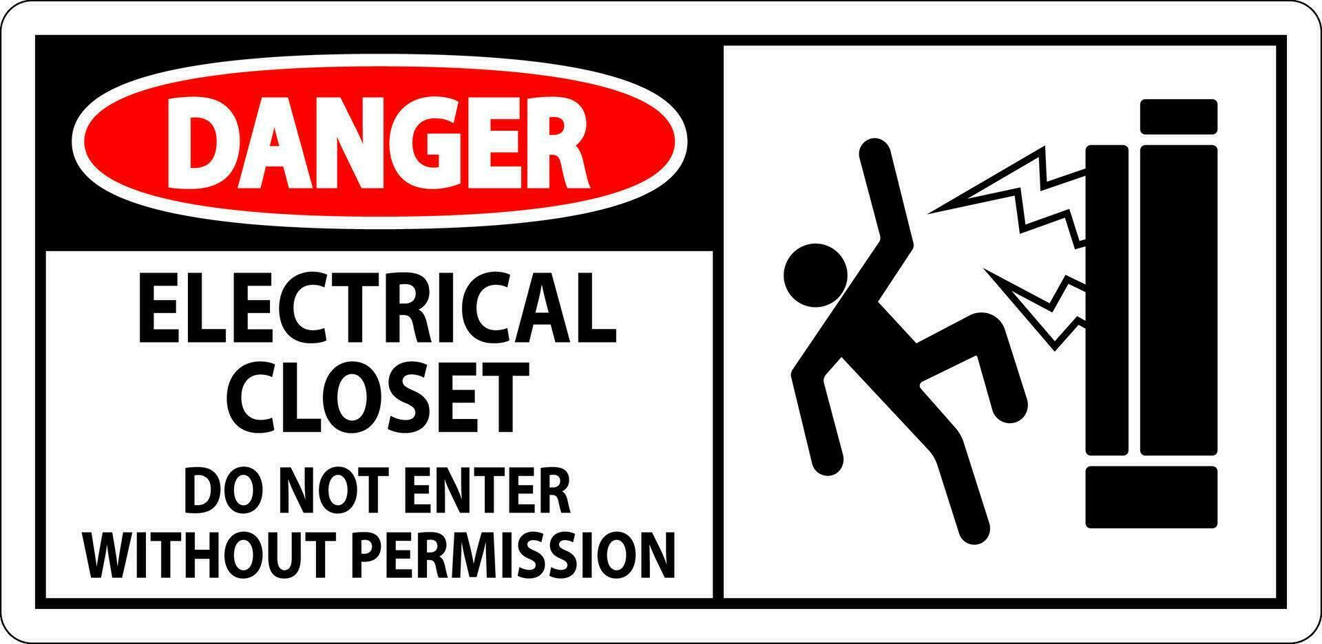 Pericolo cartello elettrico guardaroba - fare non accedere senza autorizzazione vettore